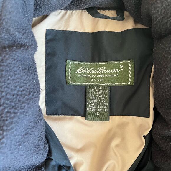 Eddie Bauer Premium Goose Down Coat Women's Size Large Black (No Hood) Puffer - Picture 9 of 11